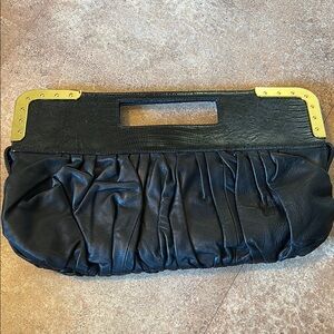 Elegant Black Clutch with Gold Accents